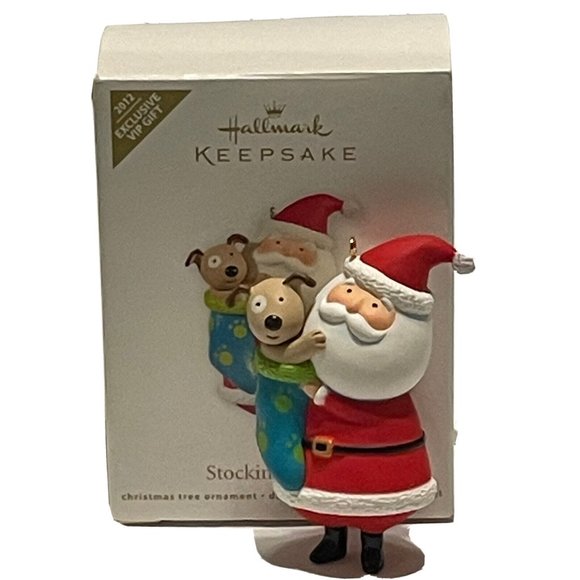 Hallmark Other - Hallmark Christmas Ornament Stocking Stuffing 2012 Santa Puppy Dog Exclusive VIP